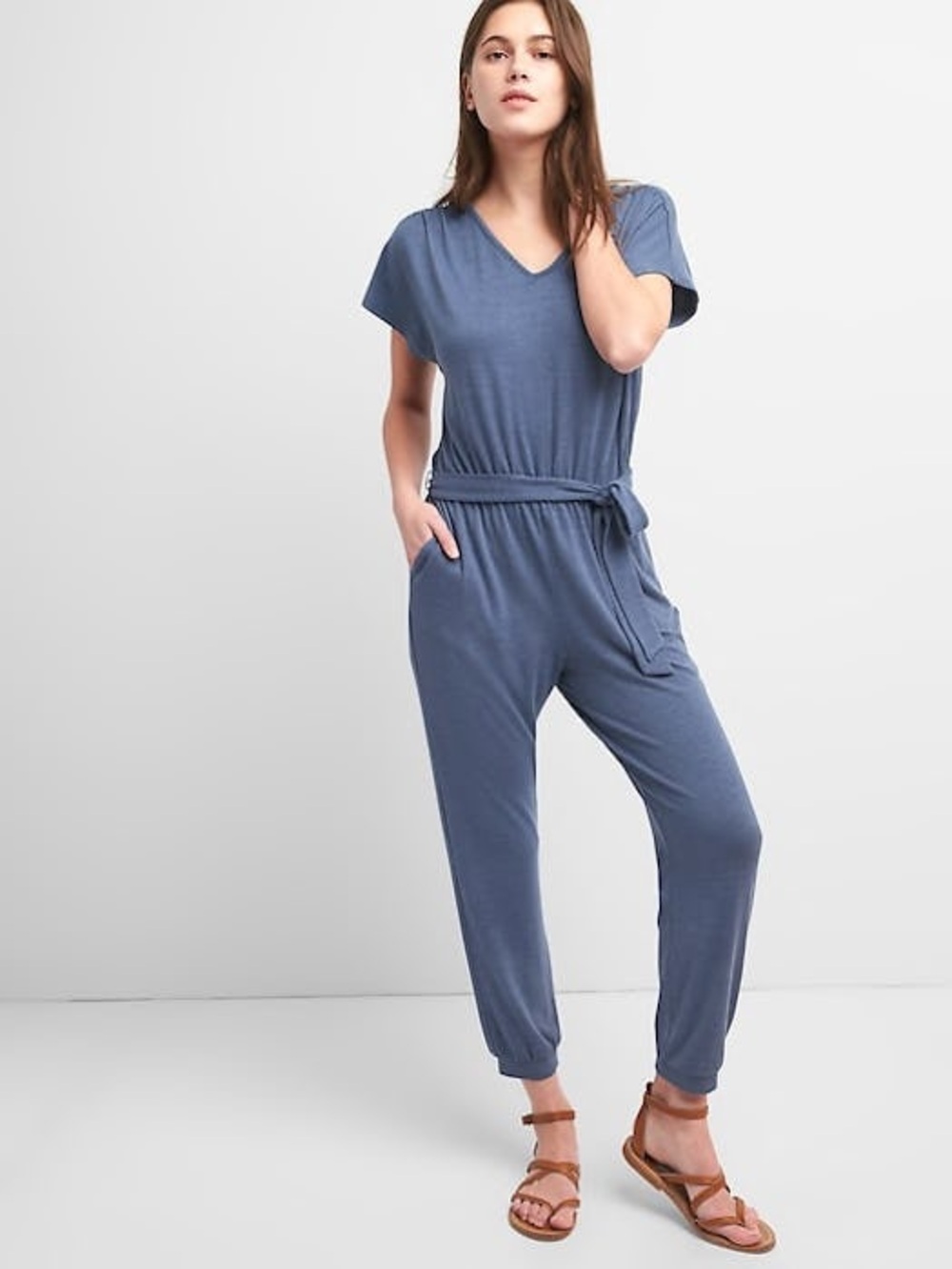 Gap Relaxed Fit Softspun Jumpsuit in Quiet Blue- XL
